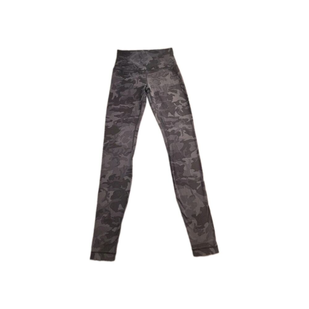 Lululemon Leggings Womens Sz 6 Black Camo Camouflage High Waisted Yoga Athletic